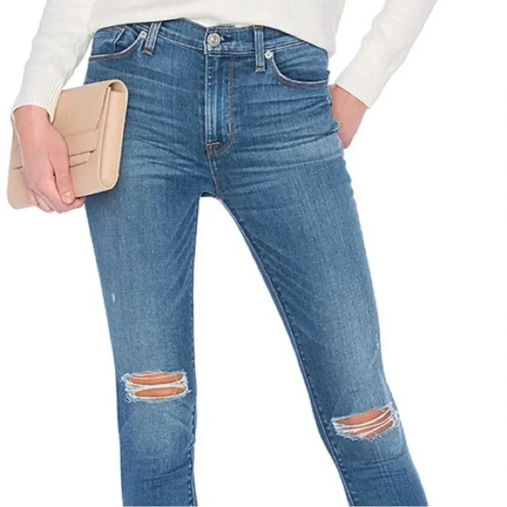 Hudson Barbara High Waist Skinny Jean Size 27 Distressed Ankle GUC!‎ 0012